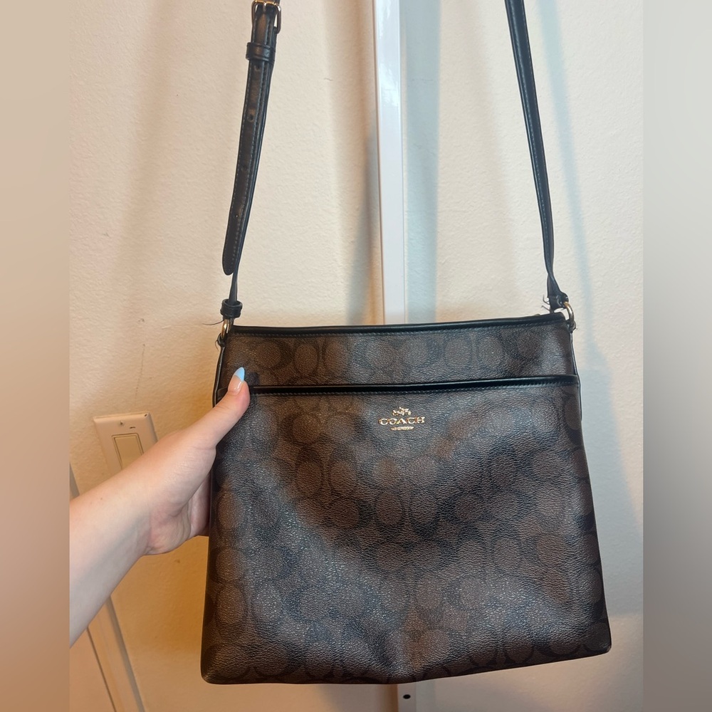Coach F58297 Signature File Crossbody Leather Bag - Brown